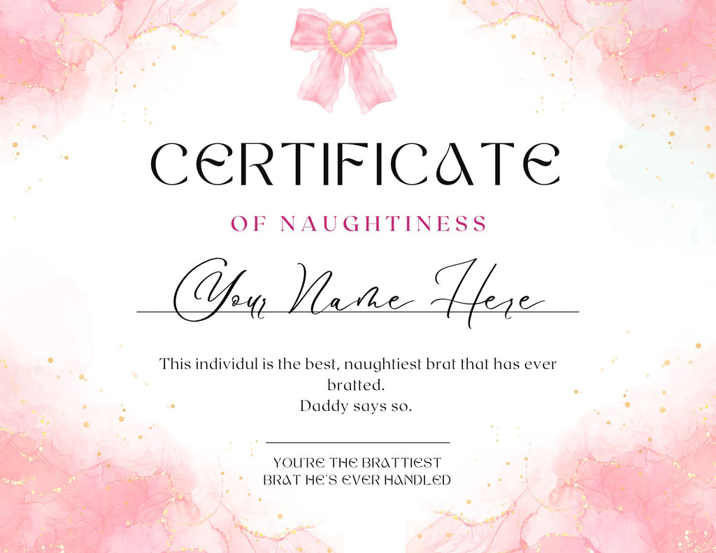Dirty Certificates- Certificate of Naughtiness-Printable