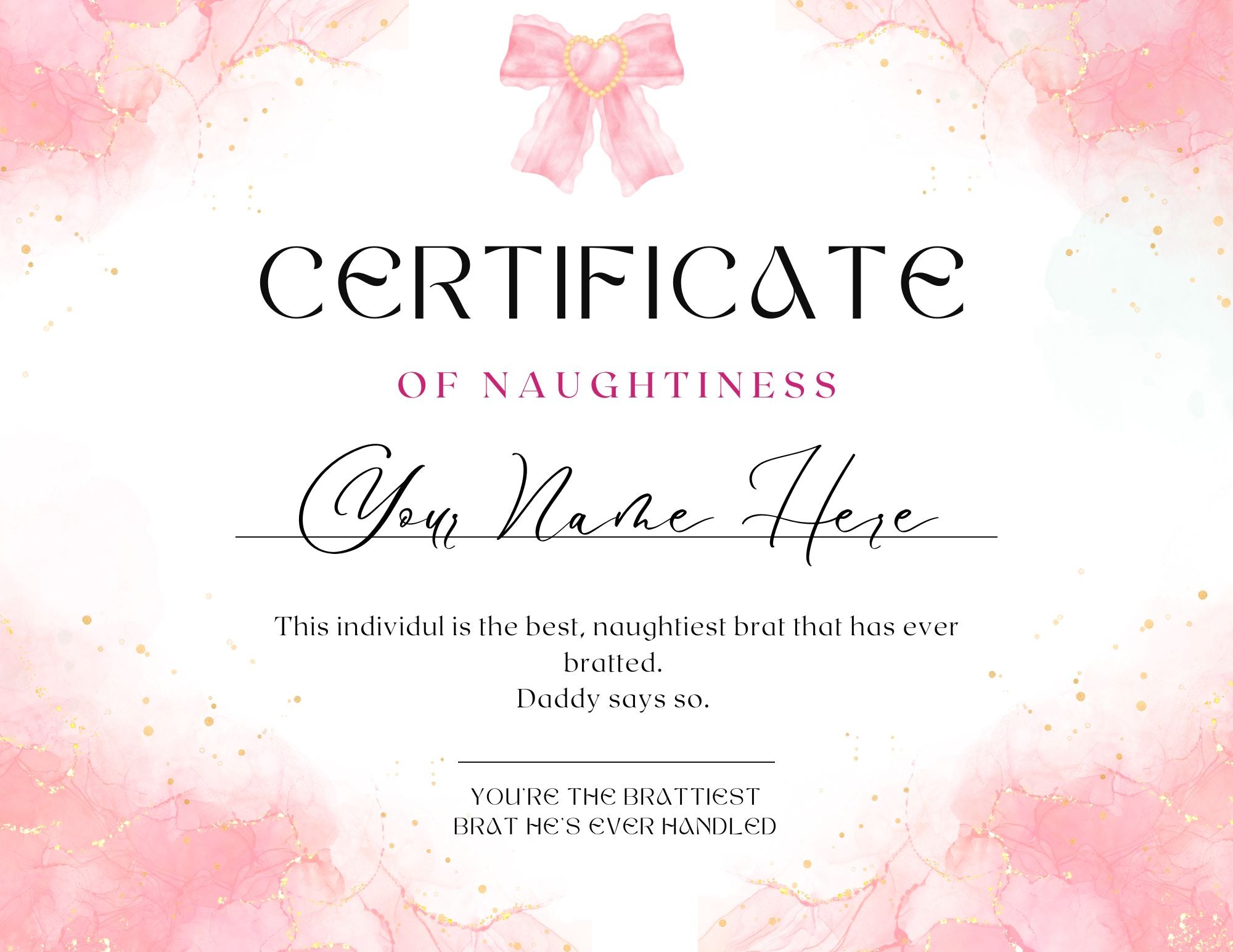 Dirty Certificates- Certificate of Naughtiness-Printable